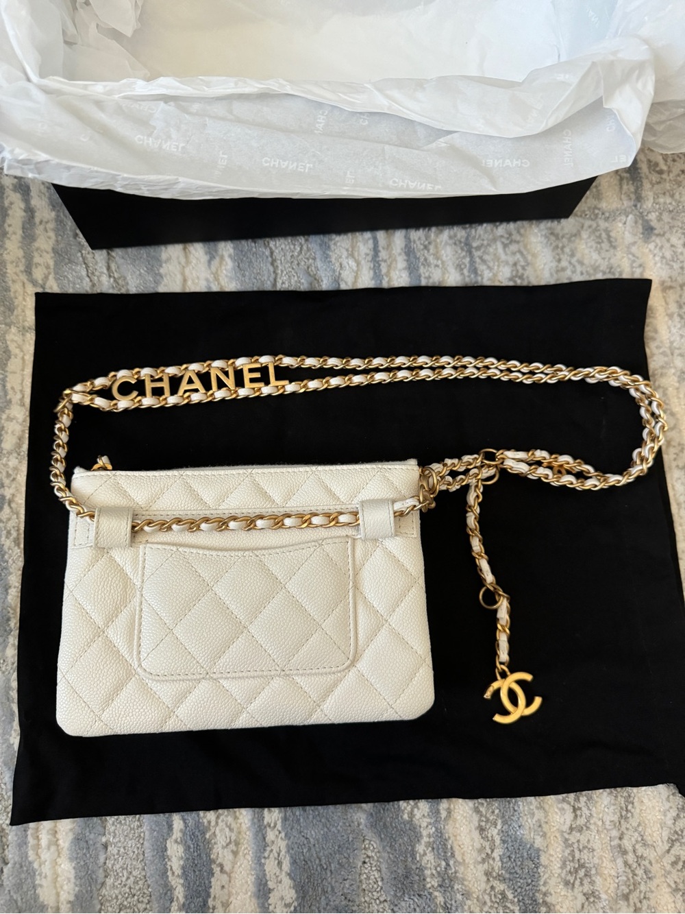 Chanel White Quilted Leather Waist Bag - Gold Hardware & CC Logo - Picture 7 of 11